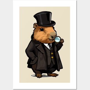 Cute Capybara Detective Gentlaman Posters and Art